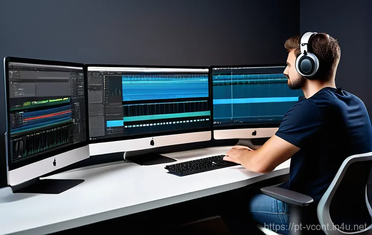 영상콘텐츠 전문가 실기 시험 준비 방법 - **Creative Scriptwriting Session:**
    "A diverse content creator, in their late 20s, wearing a com...