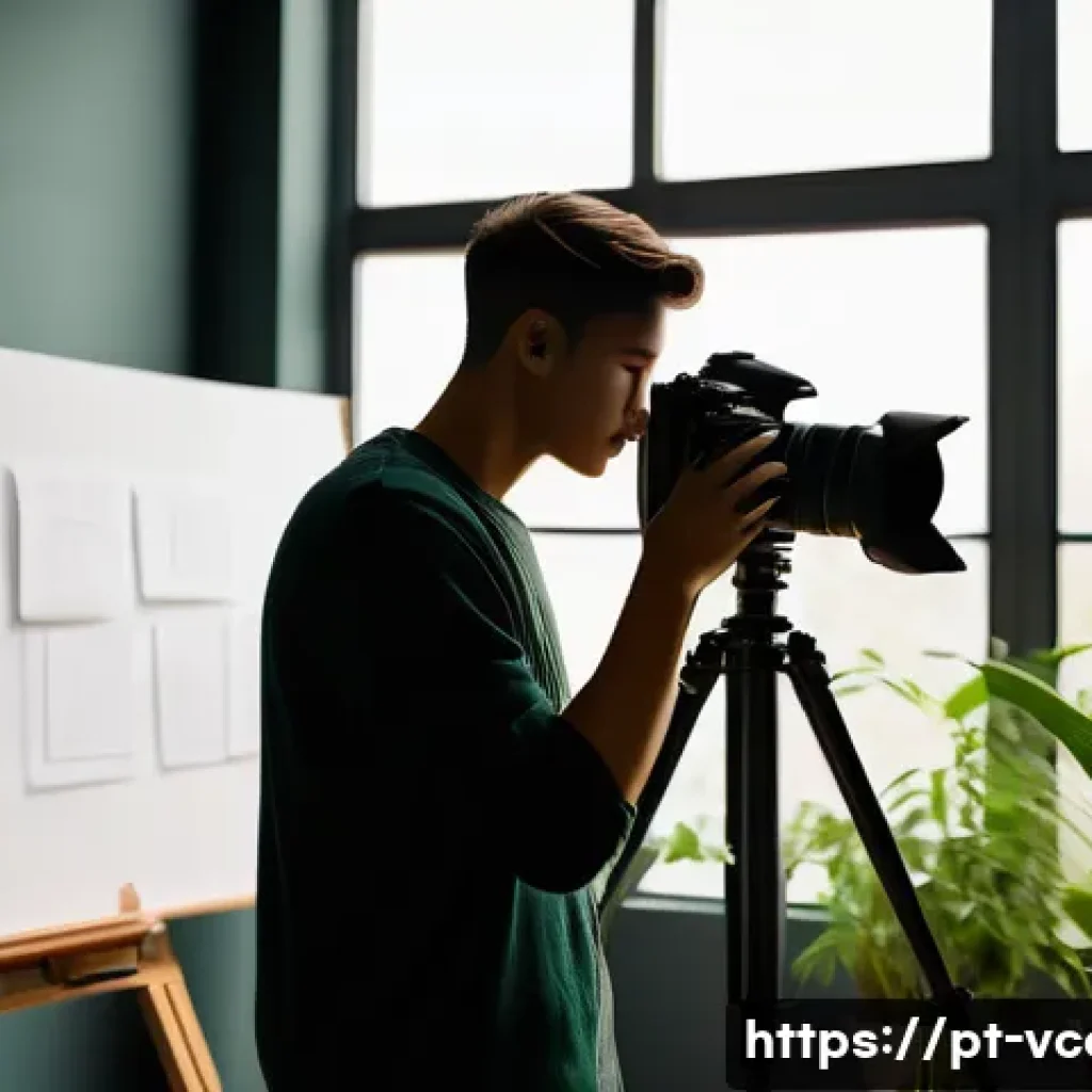 영상콘텐츠 전문가의 업무 사례 공유 - "A diverse young content creator, wearing modern, stylish casual attire (fully dressed), is intensel...