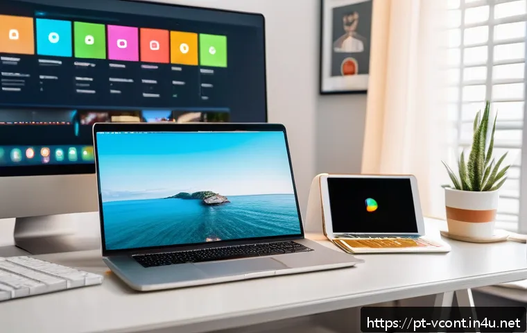 영상콘텐츠 전문가로서의 자기 브랜드 구축 - A modern, bright home office setup for a content creator focusing on video production, featuring a l...