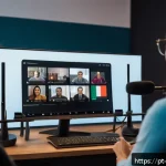 영상콘텐츠 제작의 효과적인 피드백 수집 방법 - A diverse group of content creators and audience members engaged in a lively online video discussion...