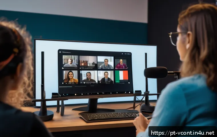 영상콘텐츠 제작의 효과적인 피드백 수집 방법 - A diverse group of content creators and audience members engaged in a lively online video discussion...