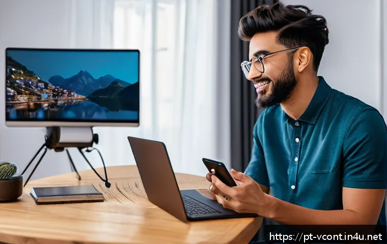 영상콘텐츠 전문가 직업 전망 분석 - A modern content creator filming a dynamic short video in a stylish home studio, using a smartphone ...